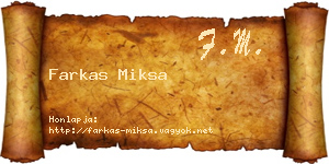 Farkas Miksa névjegykártya